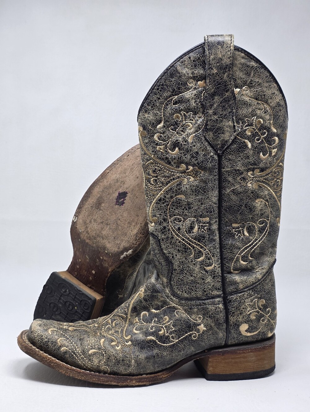 Circle G Cowboy Boots Women's Size 6 Square Toe Cowgirl Western Floral Brown